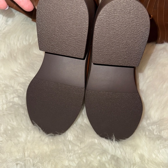 JustFab Addison Leather Brown Heeled Boots - Picture 8 of 10